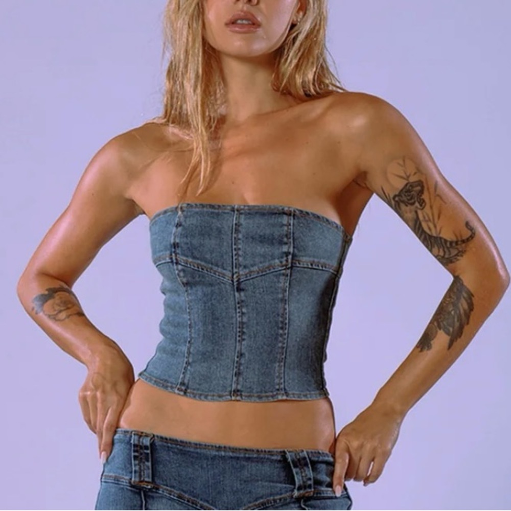 Denim tube crop top